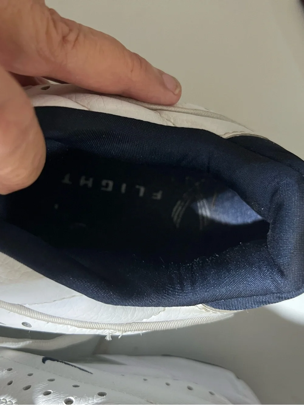 Nike Men’s White and Navy Leather Athletic Shoes